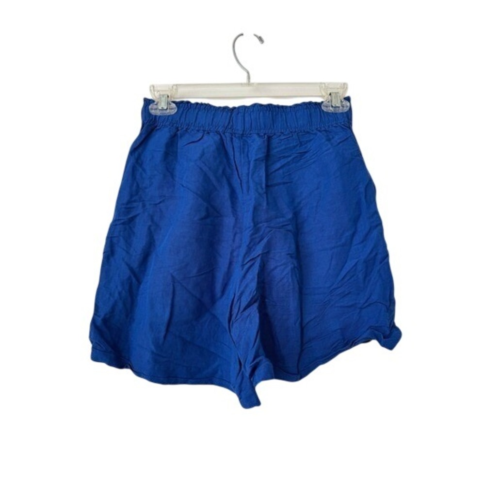 H&M Linen Blend High Rise Shorts Summer Vacation Casual Cruise Trip Chic XS Blue